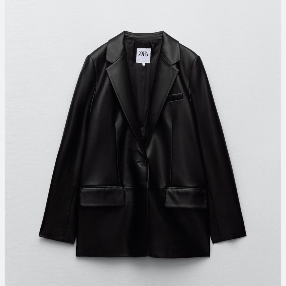 Zara Faux Leather Blazer M NWT